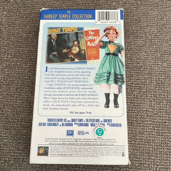 5/$25 Shirley Temple The Littlest Rebel VHS Movie Civil War 1935 Musical - Picture 2 of 4